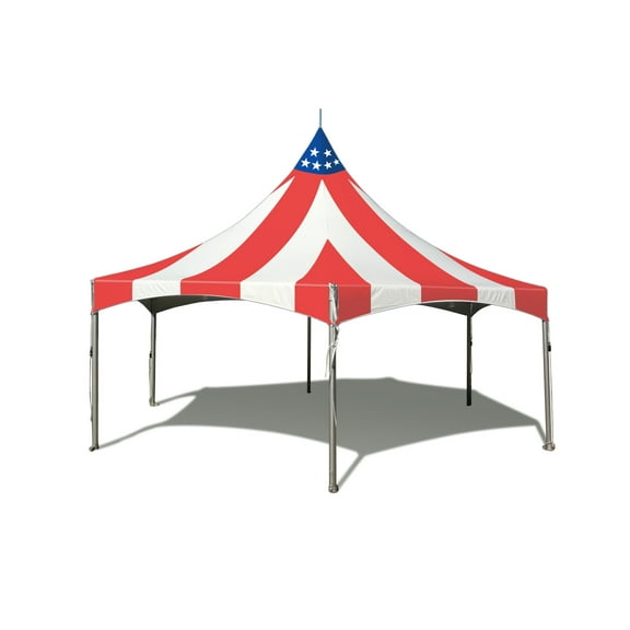 TentandTable High Peak Frame Outdoor Canopy Tent, Red White and Blue Hex, 10 ft x 10 ft x 10