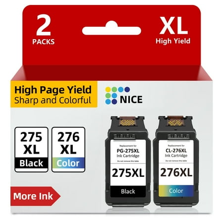 PG 275XL CL-276 XL Color Ink for Canon 275 276 Ink Cartridges for Canon 275 XL 276 XL Black and Color Ink for PIXMA TS3520 TS3522 TS3500 TR4720 TR4722 TR4700 Printer