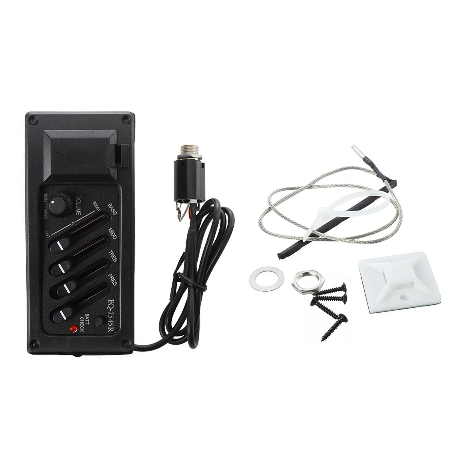 4X Complete Kit EQ Pre-Amp Plus Pickup for Acoustic Guitar 7545R-4 Bands Plus Volume Control,Supplied with A Battery Box