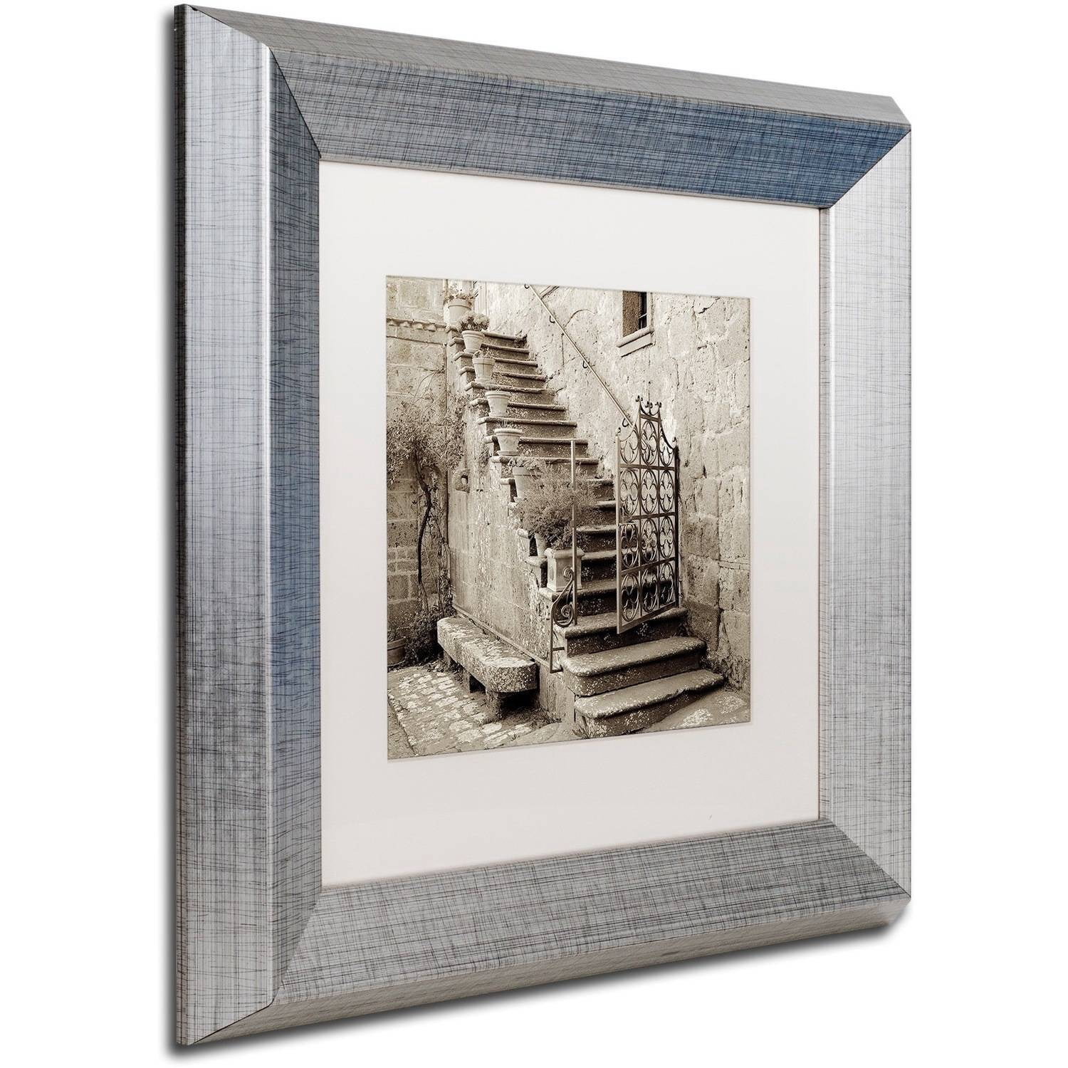 Trademark Fine Art "Umbria Scala I" Canvas Art by Alan Blaustein, White Matte, Silver Frame