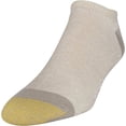 thumbnail image 2 of Gold Toe Men's Socks No Show 6-Pack Liner Breathable Soft Cotton Blend Slightly Irregular Khaki Heather, 2 of 4