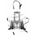 thumbnail image 1 of Victorian Apron Victorian Frame with a Gladiator Warrior Roman Headpiece Ancient Design, Unisex Kitchen Bib Apron with Adjustable Neck for Cooking Baking Gardening, Black and White, by Ambesonne, 1 of 3