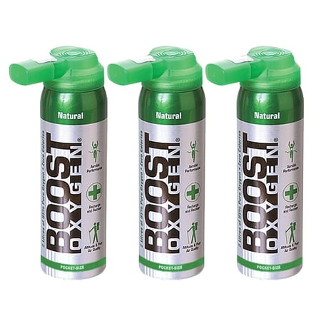 Boost Oxygen Pocket Size Natural 2 Liter 3 Pack, Flavorless, Supplemental Canned Oxygen, Model 422
