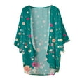Women's Floral Print Puff Sleeve Kimono Cardigan Loose Cover Up Casual