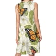 thumbnail image 2 of Blue Floral Butterfly Spring Summer Dresses for Women Fashion T-shirt Dress Casual Sleeveless Loose Sundress with Pockets, 2 of 5