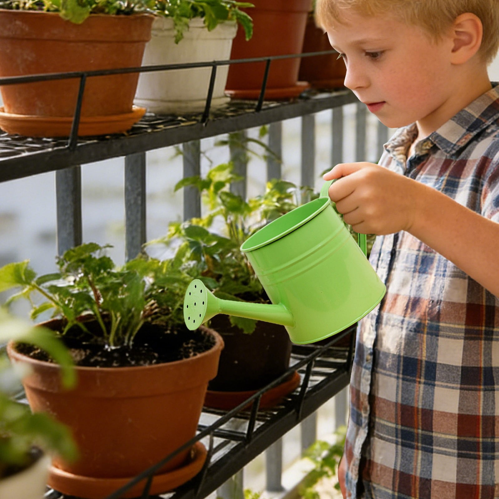Watering Can, Small Metal Watering Can for Indoor Outdoor Plants, Mini Water Can with Ergonomic Handle, Durable Watering Pot for Potted Flowers Garden Balcony Patio