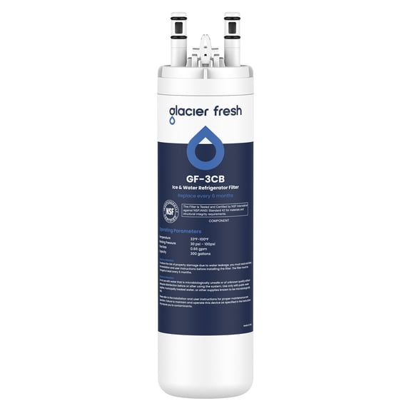 GLACIER FRESH WF3CB Refrigerator Water Filter Replacement for PureSource 3, 706465, WF425, PS3412266, AP4567491, 242017800 Refrigerator Water Filter, Pack of 1