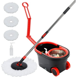 Mop and Bucket Set, 360° Spin Mop and Bucket with Wringer Set and 3 Microfiber Mop Refills, Stainless Steel 61'' Extended Handle Spinning Mop Bucket