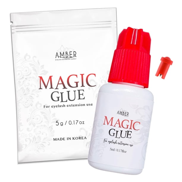 Pegamento mágico para extensiones de pestañas de sensibilidad suave para extensiones de pestañas profesionales Tiempo de secado de 1 a 2 segundos y hasta 6 semanas de retención Adhesivo negro de Amber