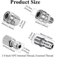 thumbnail image 2 of 2 Sets NPT 1/4 Inch Pressure Washer Coupler Quick Connect Plug Stainless Steel Male and Female Quick Connect Fittings Pressure Washer Adapter Set (Internal Thread, External Thread), 2 of 7