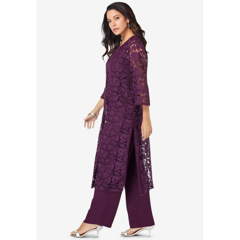 Three-Piece Lace Duster & Pant Suit