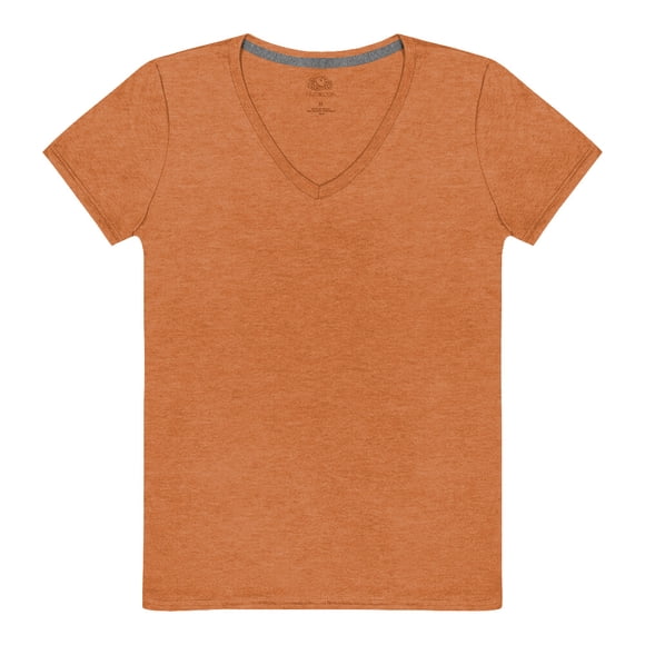 Playera Fruit of the Loom para Mujer, Manga Corta Cuello V, Anaranjado, Talla M