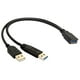 thumbnail image 2 of Negro USB 3.0 A Doble USB Extra Y Cable De Extensión Y Para 2.5 " Duro Móvil CUTICAT Cable de extensión dual USB, 2 of 8
