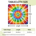 thumbnail image 2 of Rainbow Tie Dye Sunburst Square Fitted Tablecloth with Elastic Edge,Square Table Cover,Washable Elastic Table Cover for Home Kitchen Party Decor 34"x34", 2 of 6