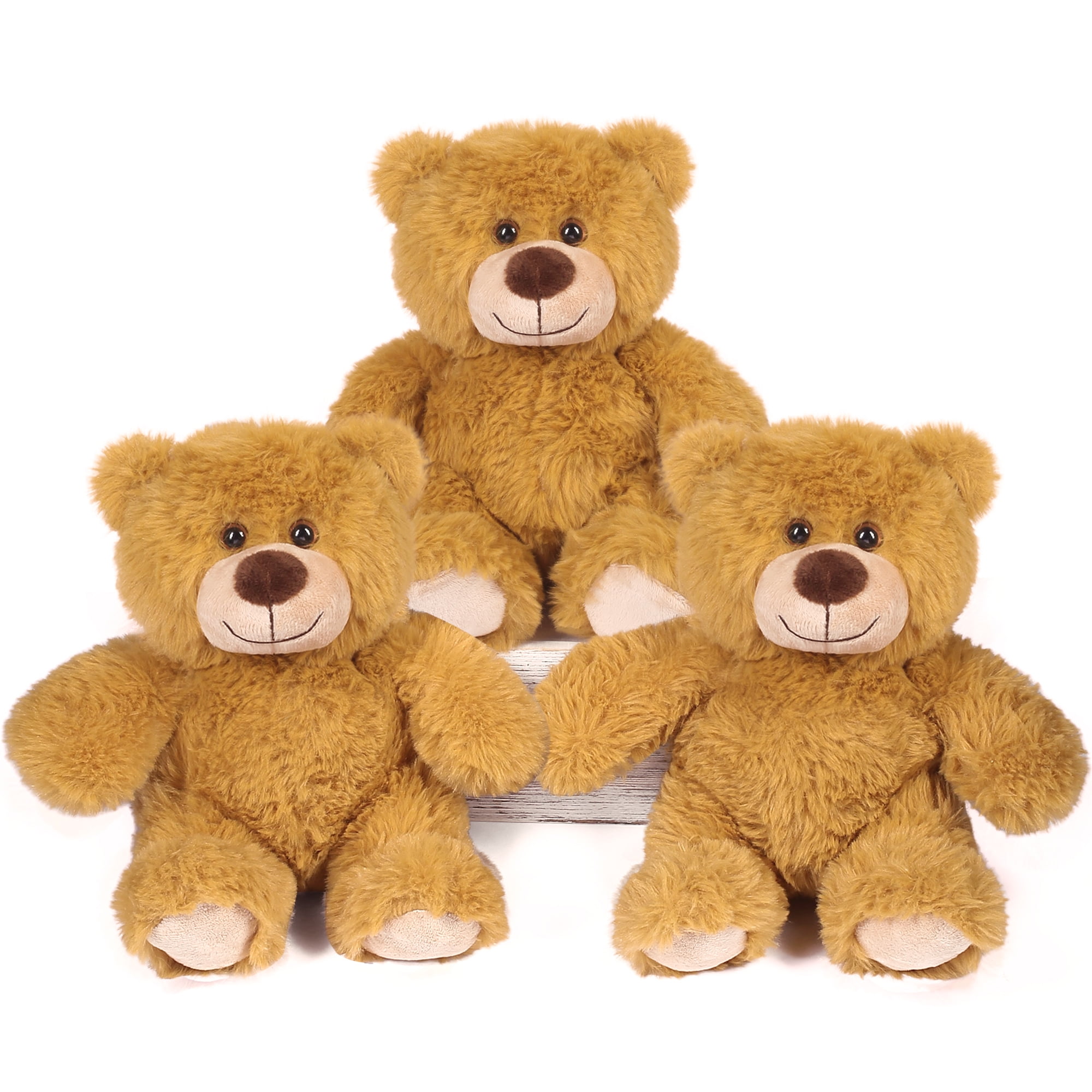 BenBen 3 Pakcs 10 in Teddy Bear Stuffed Animal Plush Toys, Brown ...