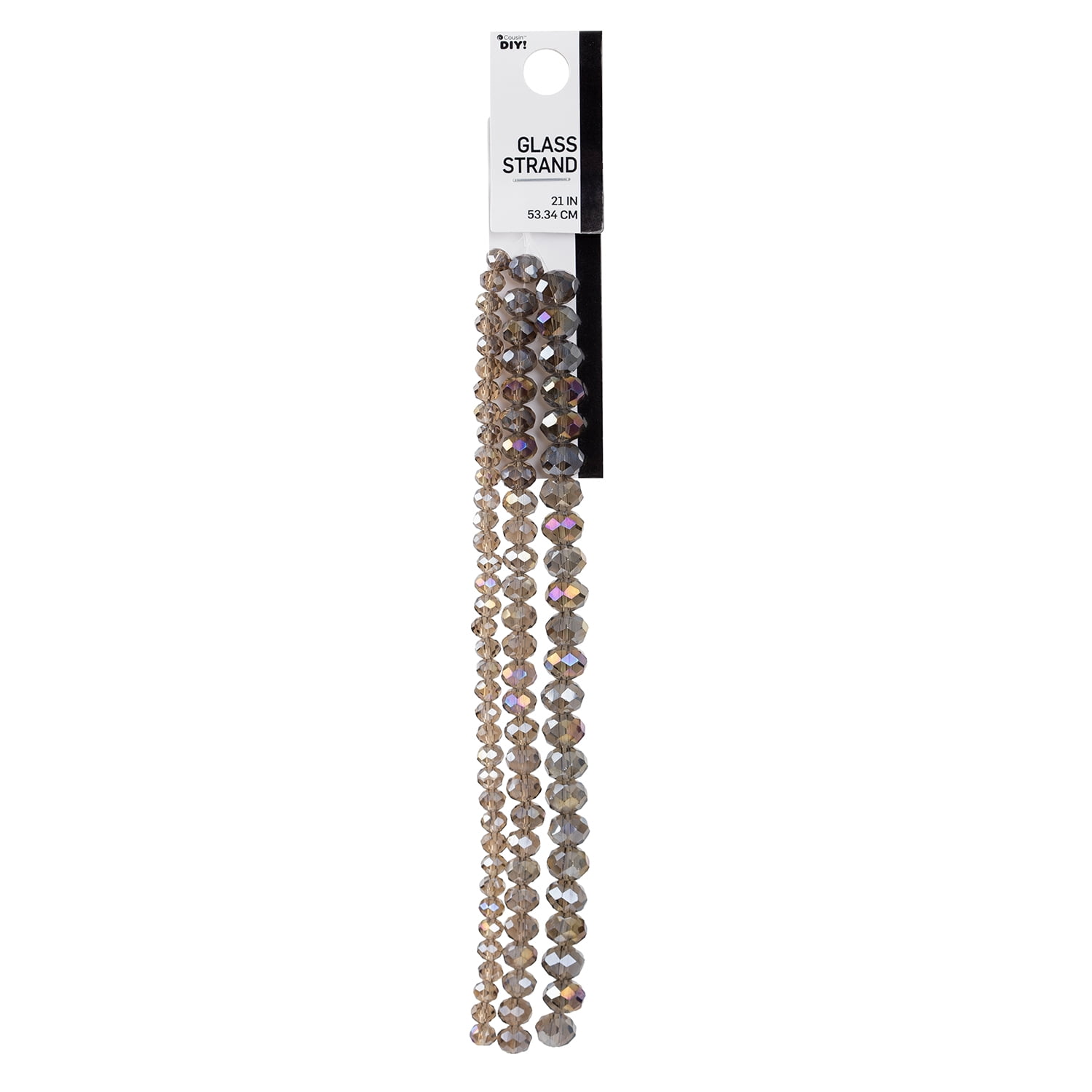 Cousin DIY 3-Strand Black Diamond AB Glass Rondelle Beads 4/6/8 mm, 7in, 88 Piece, Adult