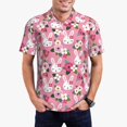 thumbnail image 2 of Balery Rose Rabbit Printed Men’s Short Sleeve Polo Shirt, Midweight Men's Shirt,Golf Polo shirts -Small, 2 of 8