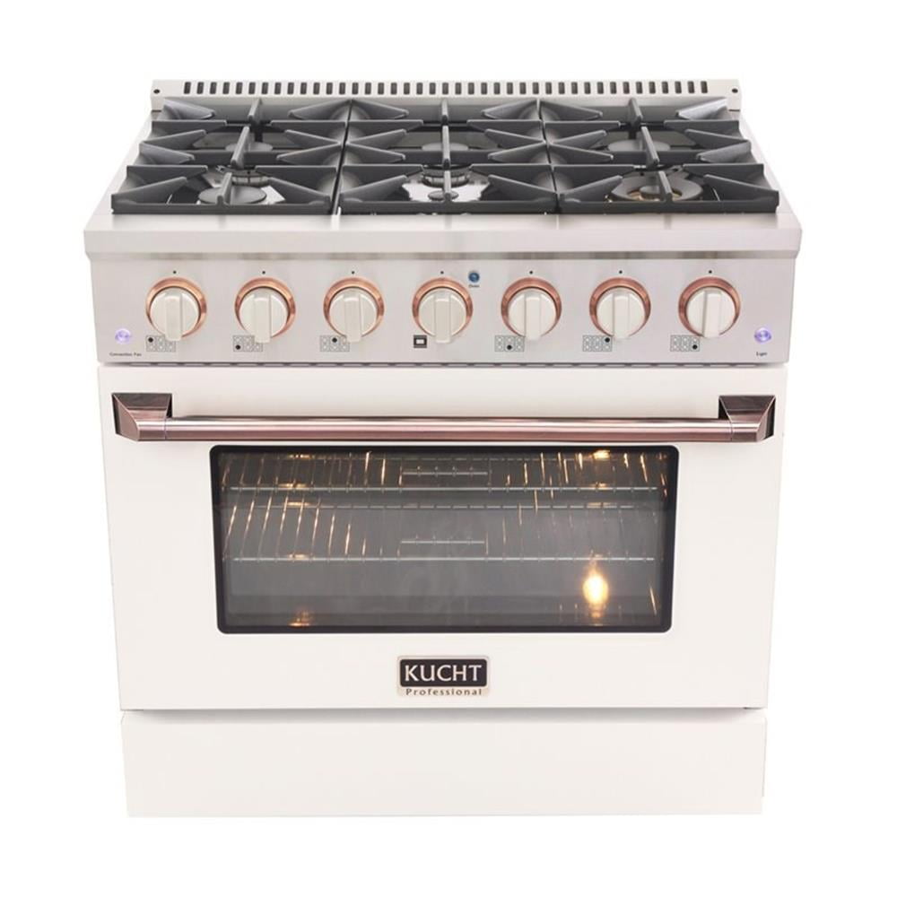 Pemberly Row 36" Stainless Steel Propane Gas Range in Silver/White