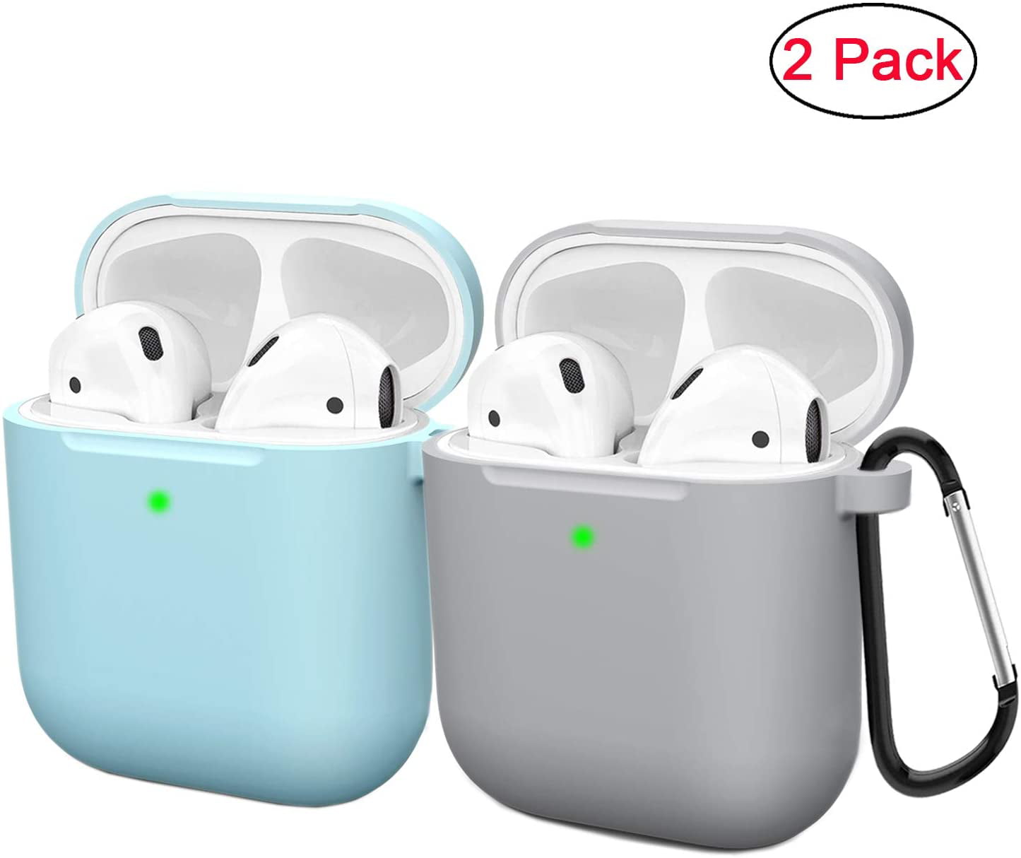 Black/Gray 2 Pack Compatible AirPods Case Cover Silicone Protective Skin for Apple Airpod Case 2&1