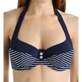 thumbnail image 3 of Panache Cobalt/White Britt Stripe Halter Underwire Bikini Top, 32D, 3 of 4