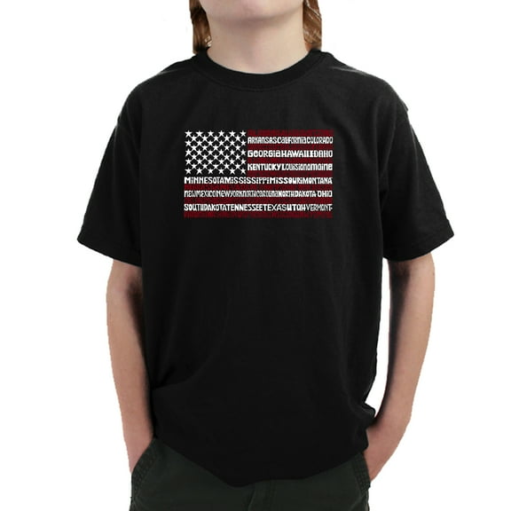 Boy's Word Art T-shirt - 50 States USA Flag