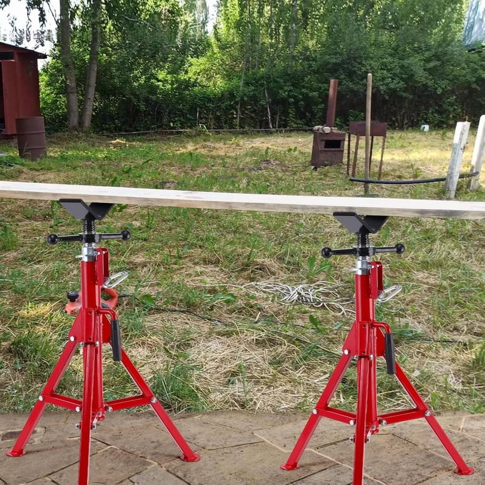 Towallmark 27-52 Inch V Head Pipe Jack Stand, 2500 LbS Capacity Heavy Duty Adjustable Steel Stand, For 1/2 To 12 Inch Pipes Welding Threading Cutting