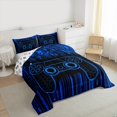 thumbnail image 4 of Feelyou Futuristic Gamepad Boys Bedding Comforter Set, Neon Blue Honeycomb Abstract Twin Comforter Sets, Modern Video Game Reversible Bedding Set, Lightweight Room Decor, 2-Piece, 4 of 9