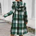 thumbnail image 5 of Delayuji Long Plaid Shirts For Women Oversized Button Down Shacket Jacket Flannel Hooded Trench Coats With Pockets Spring Winter, 5 of 5