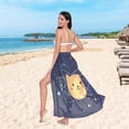 thumbnail image 6 of FORMRS Womens Long Sarong Beach Wrap Semi-Sheer Bikini Skirt Bathing Swimsuit Cover Up, Orange Cat Planet, 6 of 7