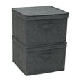 thumbnail image 4 of Household Essentials Square KD Storage Box With Lid, 15”x15”x10”, Breathable Canvas Sides With Sturdy Sides, Perfect for Closet or Storage Room Organization, Includes Handle for Easy Access, Graphite, 4 of 7