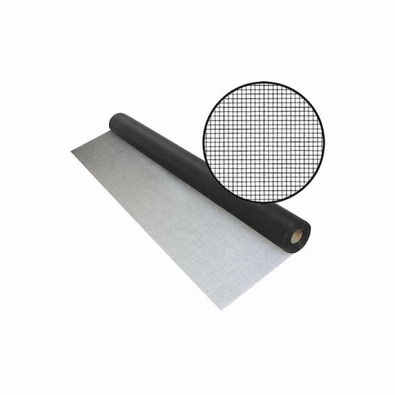 Door and Window Screen, Fiberglass, 72 in W, 100 ft L, 0.007 in Wire Dia, Black