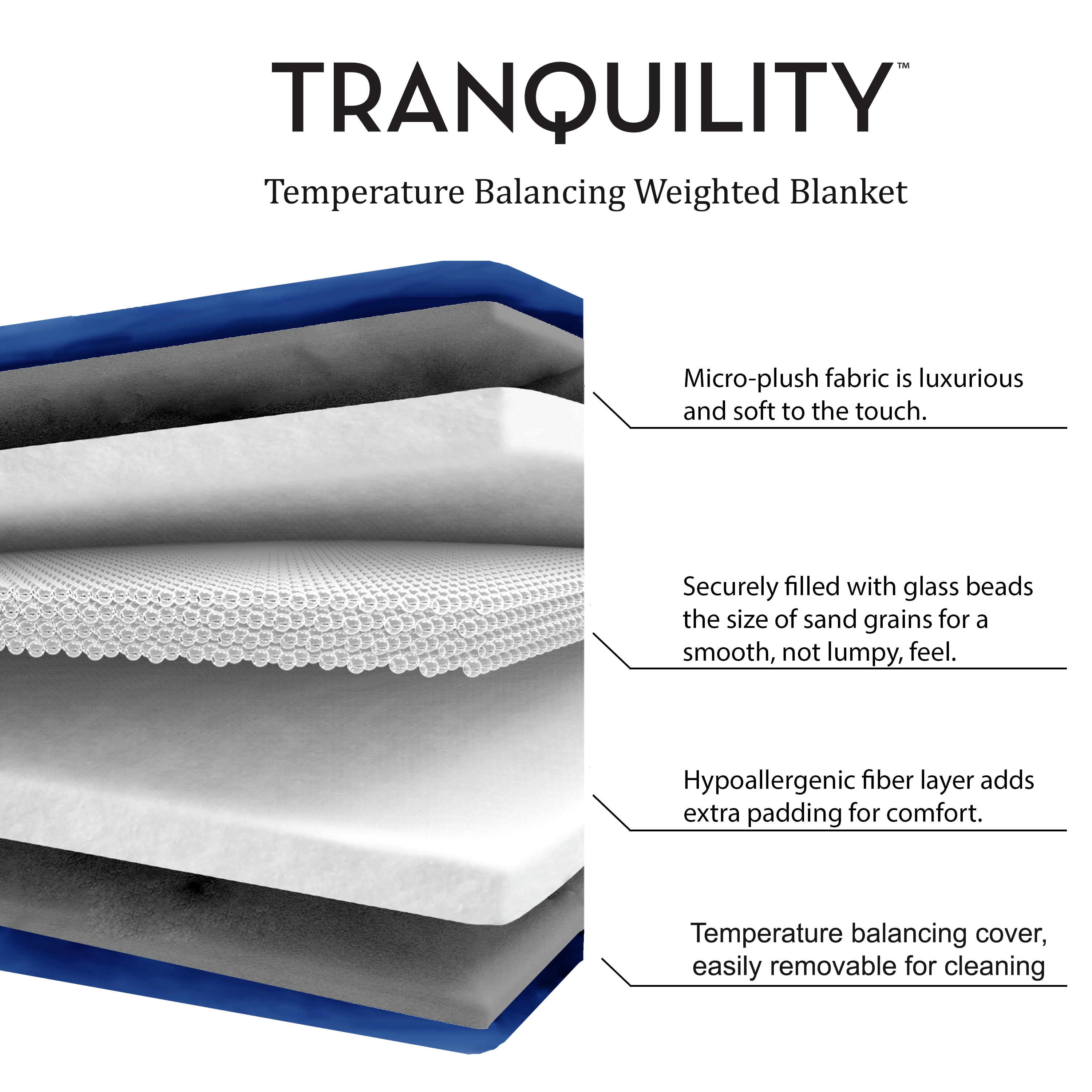 Tranquility Kid's Weighted Blanket, 6lbs with Washable Cover, Blue