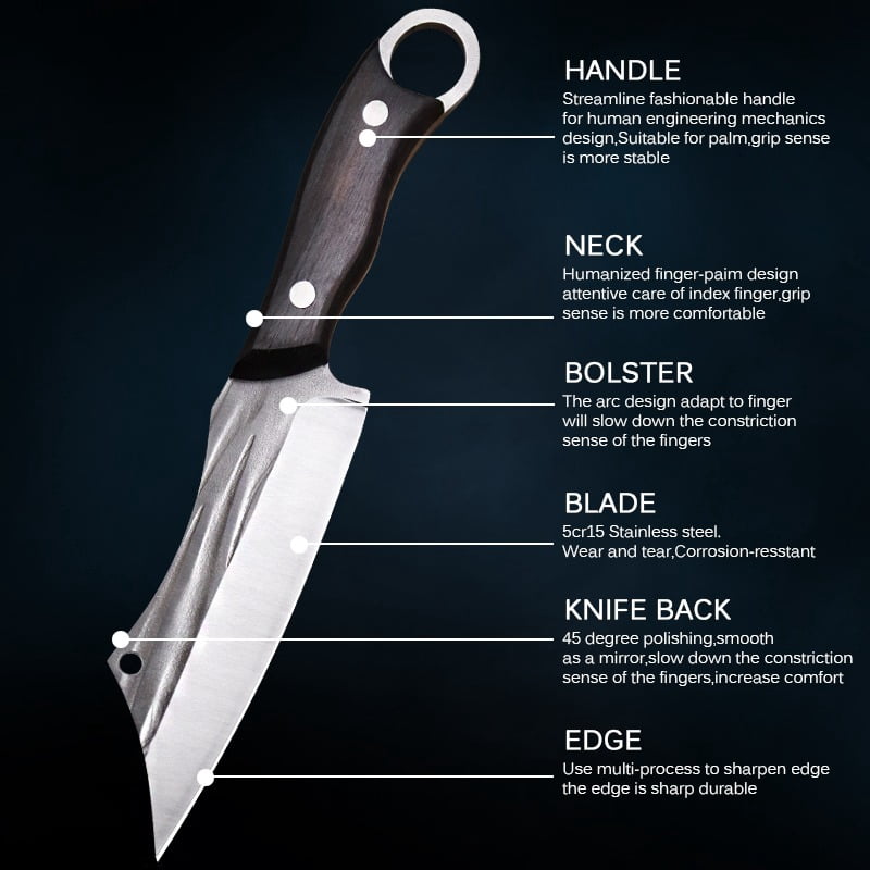 6PCS Stainless Steel Professional Utility Knife Multipurpose Knife Handmade Forged Chef Knife Kitchen Cutting Boards Set Chopping Cutting Board Household Cooking Tool Boning Knife Meat Cleaver High
