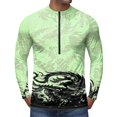 thumbnail image 3 of Dragon Print Quarter Zip Pullover for Men, Long Sleeve Athletic Jersey with Breathable Quick Dry Fabric - Slim Fit Cool Motorcycle Cycling Workout Tops Light Green S, 3 of 6