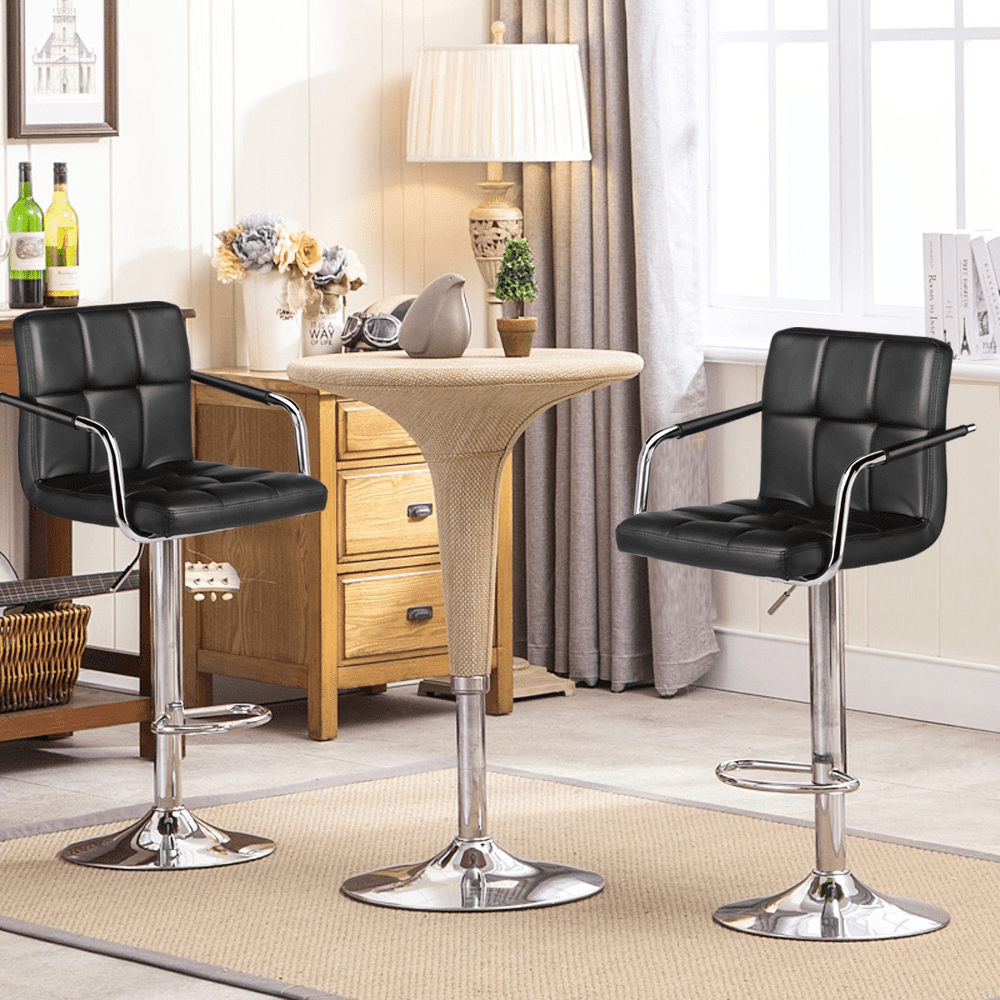 Set of 2 Swivel Faux Leather Bar Stools with Armrest Jordan Ubuy