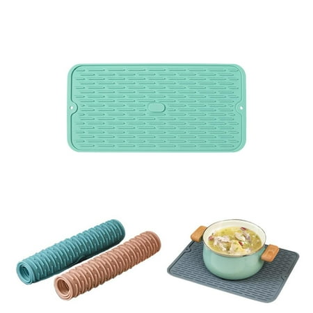 

Kitchen Placemat Silicone Dish Drying Mat 2024 New Kitchen Sink Silicone Draining Mat Fast Drying Stone Sink Tray Heat Silicone Mat Easy Clean Raised Edge Holds Water Kitchen Placemat