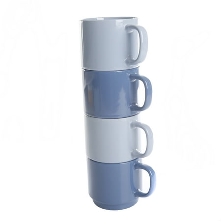 Gap Home Color Cups 14.8-Ounce Stackable Light Blue and Dark Blue Stoneware Mug Set  Set of 4
