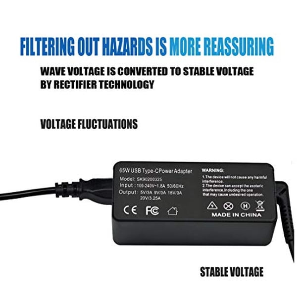 65W/45W USB Tipo C Cargador para portátil Lenovo Chromebook 100e 300e