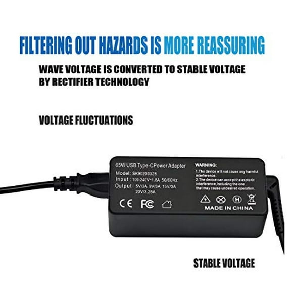 65W/45W USB Tipo C Cargador para portátil Lenovo Chromebook 100e 300e