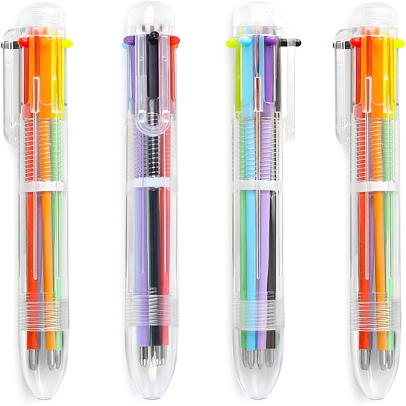CCOCC 4 Pack 0.5mm 6-in-1 Multicolor Ballpoint Pen 6 Colors Retractable Ballpoint Pens