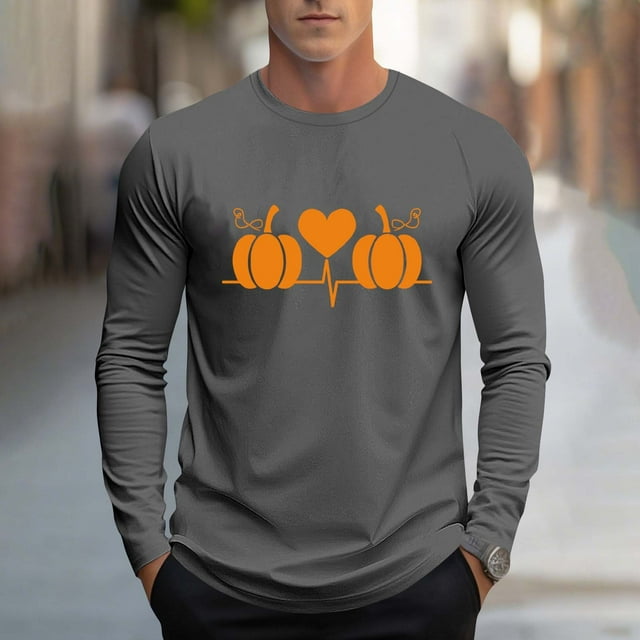 Handshe Mode Homme Décontracté Imprimé Sport Manches Longues Col Rond Blouses Chemises - Blouse Homme pour Voyage, Costumes Halloween Homme Adulte