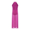 thumbnail image 4 of Yartina Girls Lyrical Dance Jumpsuit Sequin Sleeveless Wide Leg Bodysuit One Piece Figure Skating Outfit Hot Pink 8, 4 of 7