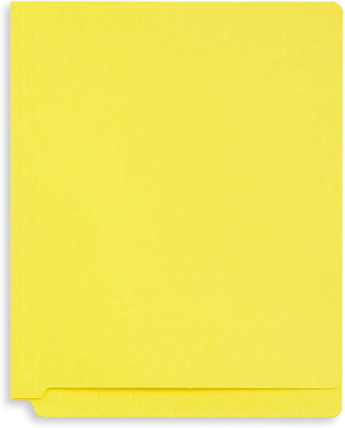 50 Yellow End Tab Fastener File Folders - Reinforced Straight Cut Tab - Durable 2 Prongs Designed to Organize Standard Medical Files, Receipts, Office Reports, and More - Letter Size, Yellow, 50 Pack