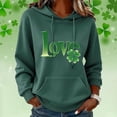 thumbnail image 2 of Chandails à Capuchon pour Femmes de la Saint-Patrick 2026 à Manches Longues avec Graphique de Trèfle et Poches, 2 of 5