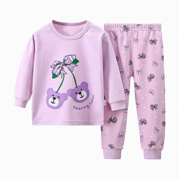 TOWED22 Toddler Baby Girl Boy Fall Winter Clothes 2pcs Long Sleeve Sweatshirt Tops Elastic Waist Pants Set Funny Print Outfits Clothing(Purple,6-7 Y)