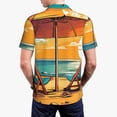 thumbnail image 3 of Balery Vintage Beach Sunset Printed Men’s Short Sleeve Polo Shirt, Midweight Men's Shirt,Golf Polo shirts -X-Large, 3 of 8