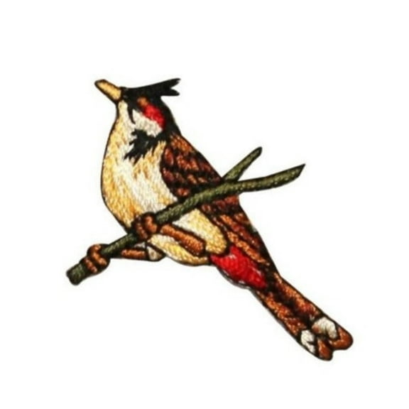 ID 0612A Robin Perched Patch Cardinal Robin Branch Embroidered Iron On Applique