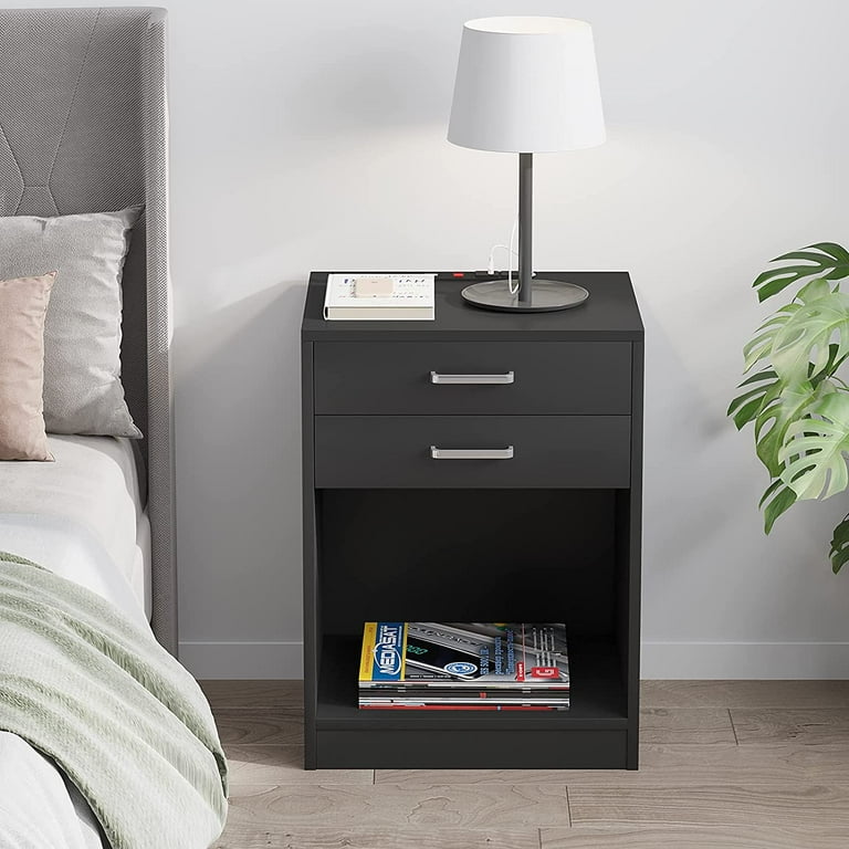 Black nightstand outlet with usb