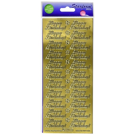 11010 Happy Birthday, Gold, One of our best deco sticker sellers. 22 same size Happy Birthday saying stickers per sheet. By