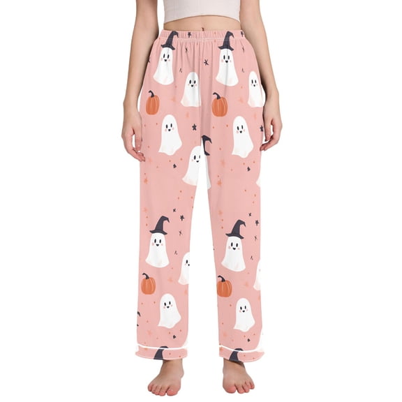 FORMRS Women's Pajama Pants with Pockets Soft Comfy Loungewear Sleep Bottom, Sizes S-2XL, Pink Cartoon Halloween